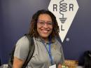 Professor Charnell Long, Ph.D. awaits her call sign after passing the Technician-class exam. 